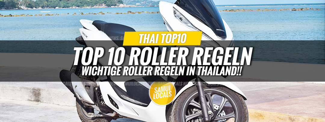 Roller-Regeln auf Koh Samui: Motorradfahrer mit Helm auf der Ringstraße