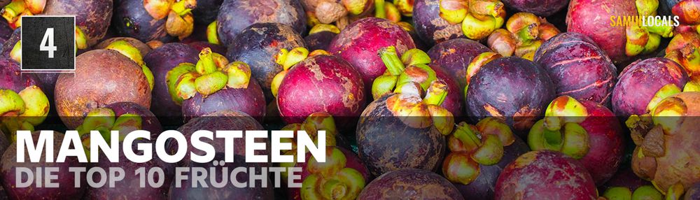 Aufgebrochene Mangostan mit weißem Fruchtfleisch