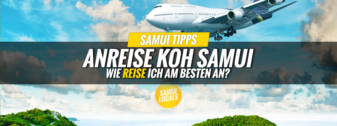 Fähre und Flugzeug als Symbol für die Anreise nach Koh Samui