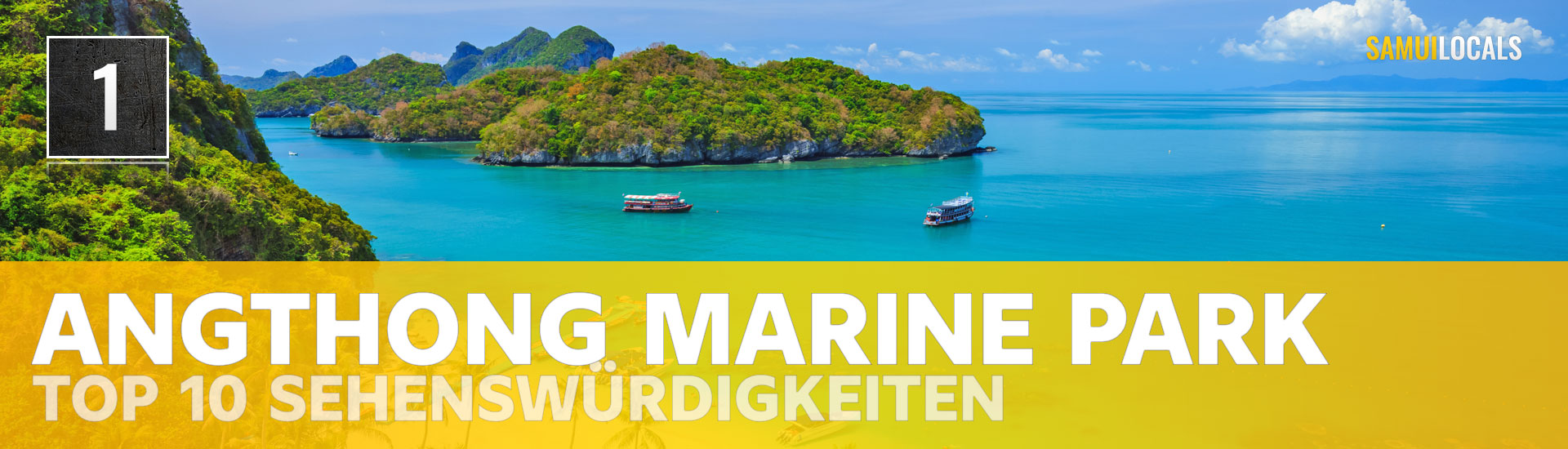 Inseln und Ausflugsboote im Ang Thong Nationalpark vor Koh Samui