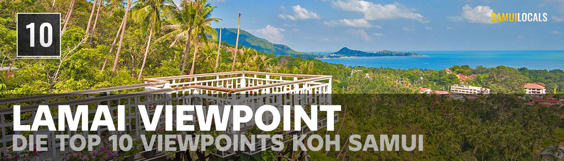 Blick vom Lamai Viewpoint über den Golf von Thailand und den Strand von Lamai