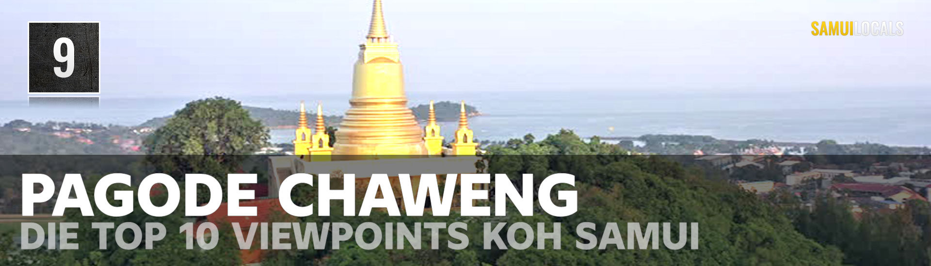 Goldene Khao Hua Jook Pagode auf einem Hügel über Chaweng, Koh Samui